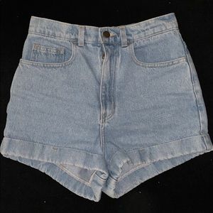 American Apparel Denim High-Waist Cuff Shorts